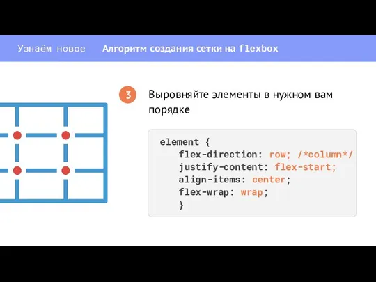 Выровняйте элементы в нужном вам порядке element { flex-direction: row; /*column*/