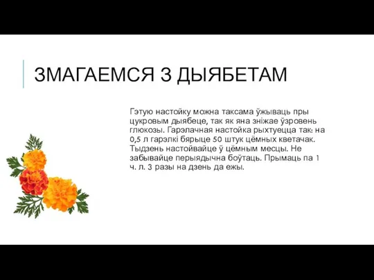 ЗМАГАЕМСЯ З ДЫЯБЕТАМ Гэтую настойку можна таксама ўжываць пры цукровым дыябеце,