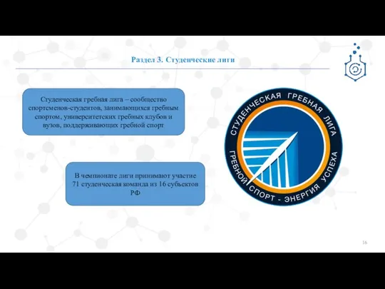 Раздел 3. Студенческие лиги Студенческая гребная лига – сообщество спортсменов-студентов, занимающихся