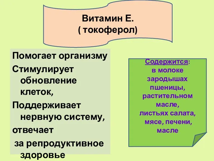 Помогает организму Стимулирует обновление клеток, Поддерживает нервную систему, отвечает за репродуктивное