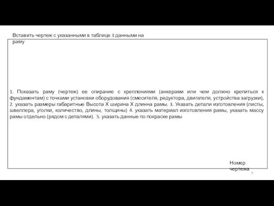 1. Показать раму (чертеж) ее опирание с креплениями (анкерами или чем