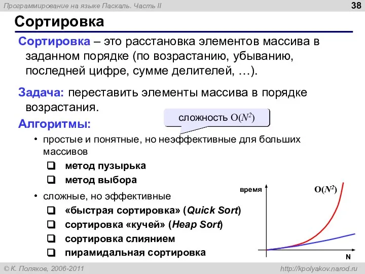 Сортировка Сортировка – это расстановка элементов массива в заданном порядке (по