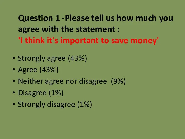 Question 1 -Please tell us how much you agree with the