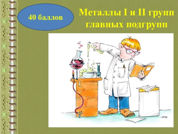 Металлы I и II групп главных подгрупп 40 баллов