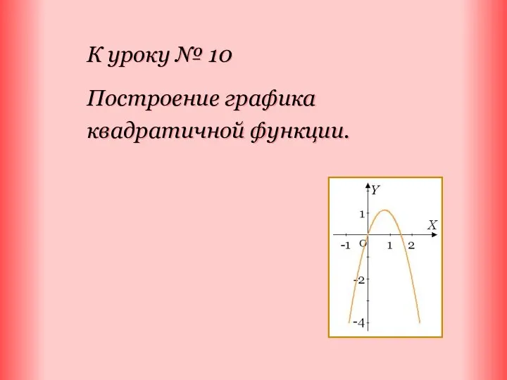 К уроку № 10 Построение графика квадратичной функции.