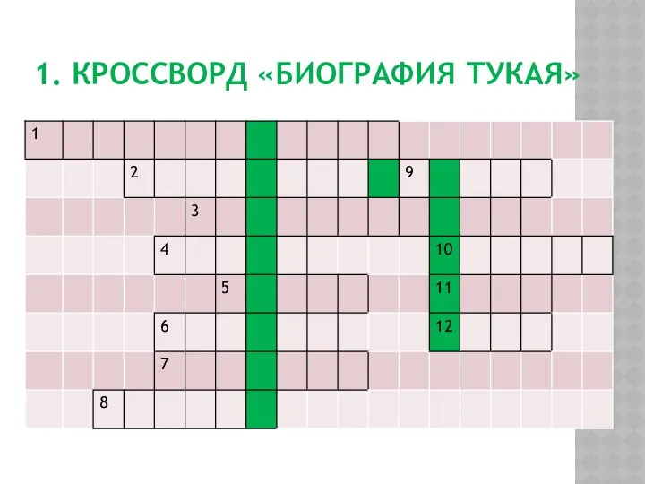 1. КРОССВОРД «БИОГРАФИЯ ТУКАЯ»