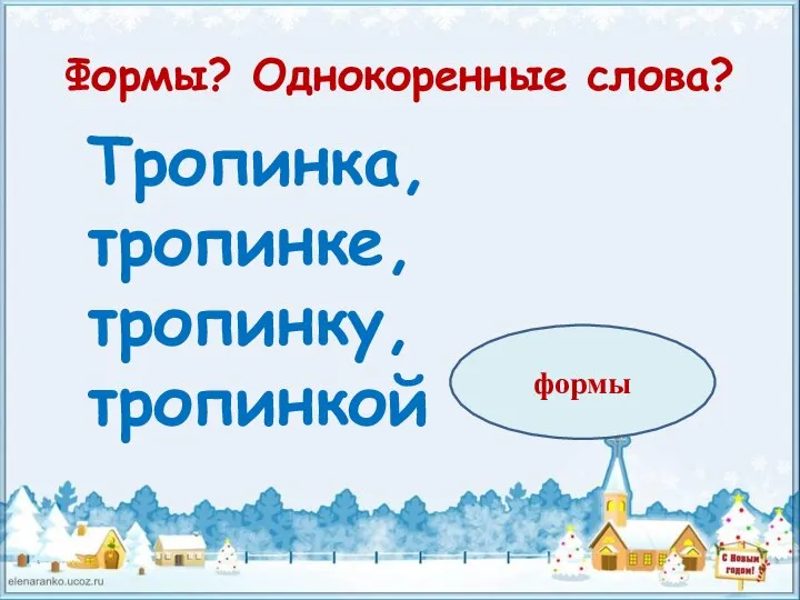 Формы? Однокоренные слова? Тропинка, тропинке, тропинку, тропинкой формы