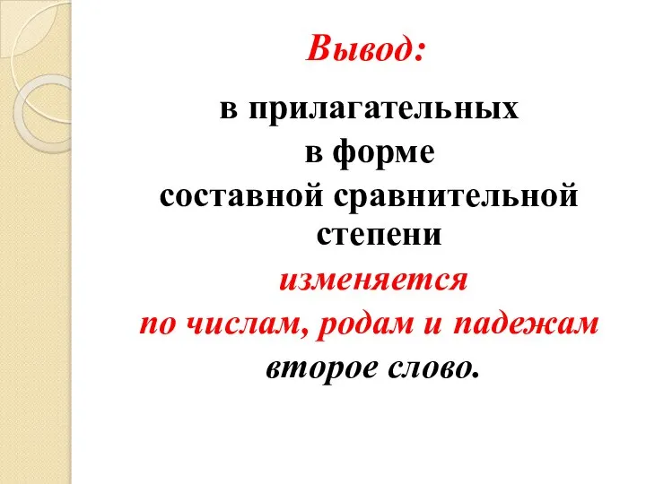 Вывод: в прилагательных в форме составной сравнительной степени изменяется по числам, родам и падежам второе слово.