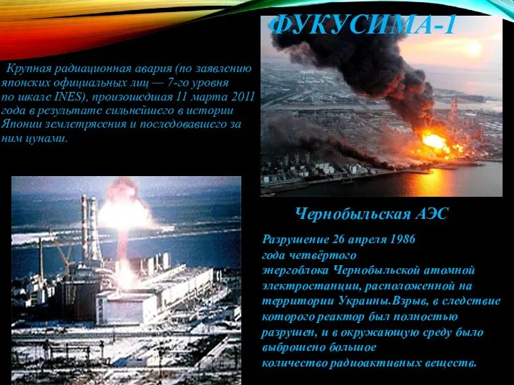 ФУКУСИМА-1 Крупная радиационная авария (по заявлению японских официальных лиц — 7-го