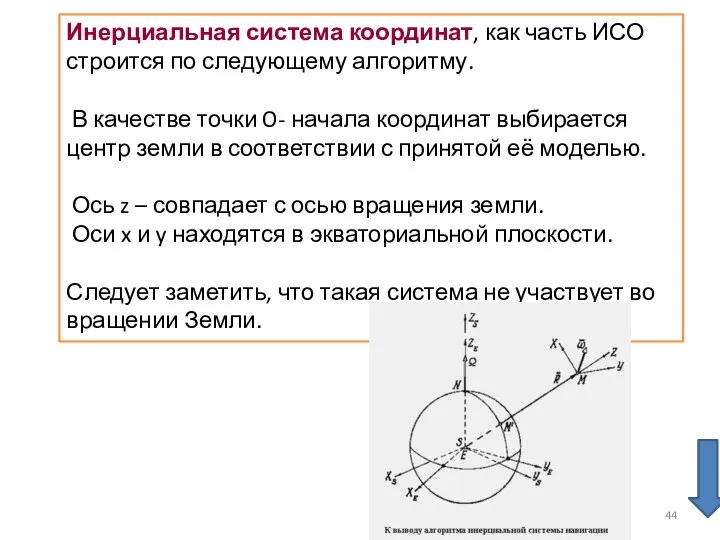 Инерциальная система координат, как часть ИСО строится по следующему алгоритму. В