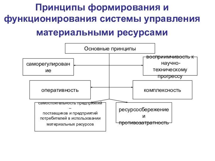 Принципы формирования и функционирования системы управления материальными ресурсами Основные принципы саморегулирование