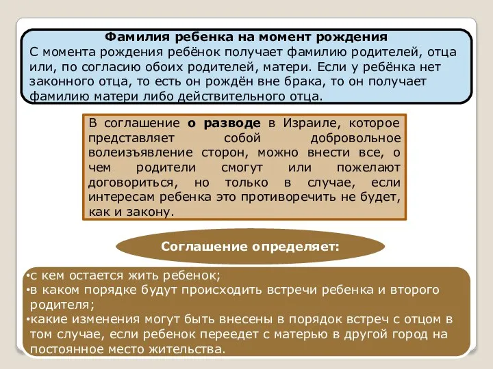 Фамилия ребенка на момент рождения С момента рождения ребёнок получает фамилию