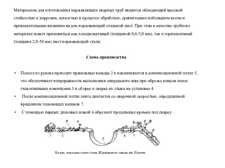 На рис. показана схема стана Ждановского завода им. Ильича Материалом для