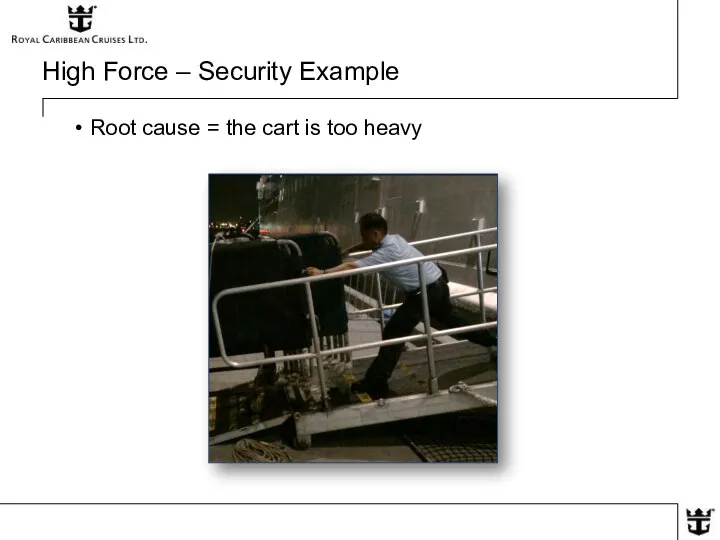 High Force – Security Example Root cause = the cart is too heavy