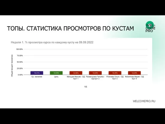 ТОПЫ. СТАТИСТИКА ПРОСМОТРОВ ПО КУСТАМ WELCOMEPRO.RU