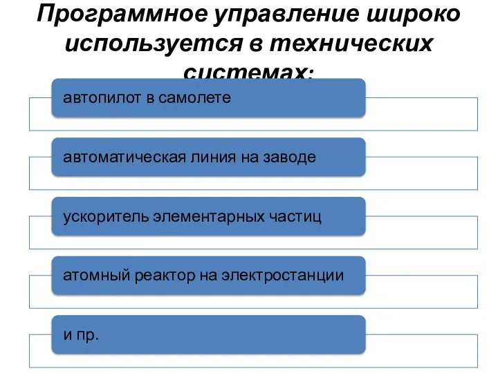 Программное управление широко используется в технических системах: