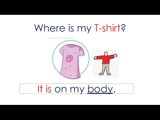 Where is my T-shirt? It is on my body.