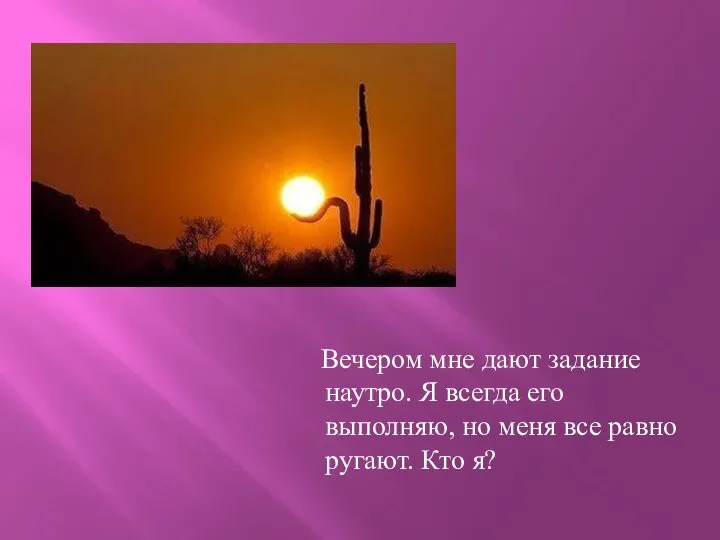 Вечером мне дают задание наутро. Я всегда его выполняю, но меня все равно ругают. Кто я?