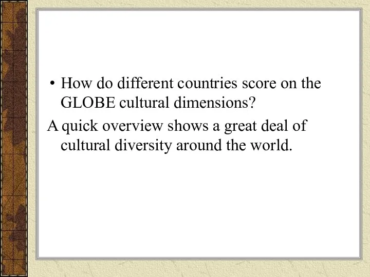 How do different countries score on the GLOBE cultural dimensions? A
