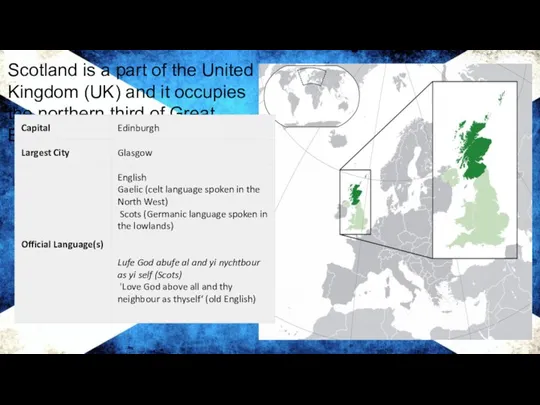 Scotland is a part of the United Kingdom (UK) and it