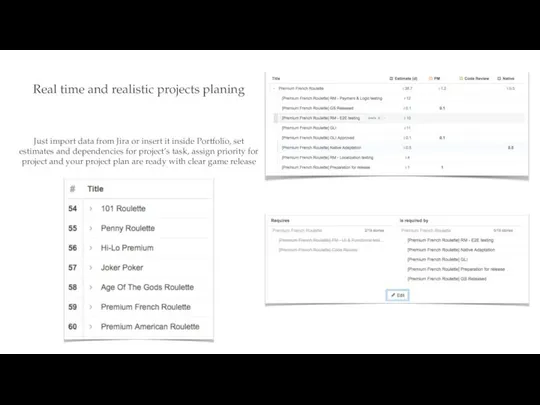 Real time and realistic projects planing Just import data from Jira