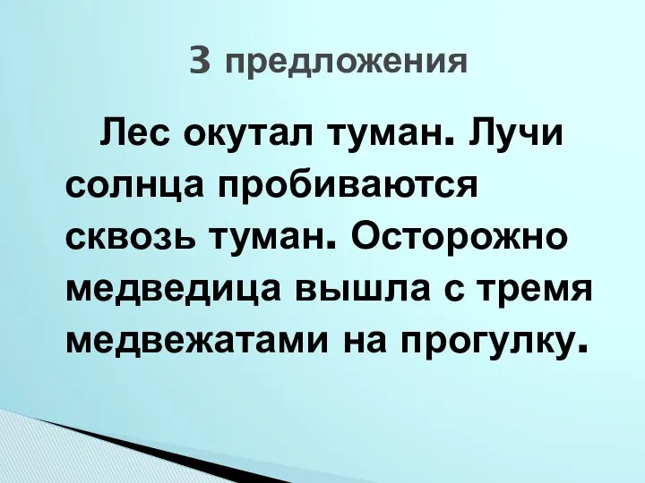 Лес окутал туман. Лучи солнца пробиваются сквозь туман. Осторожно медведица вышла