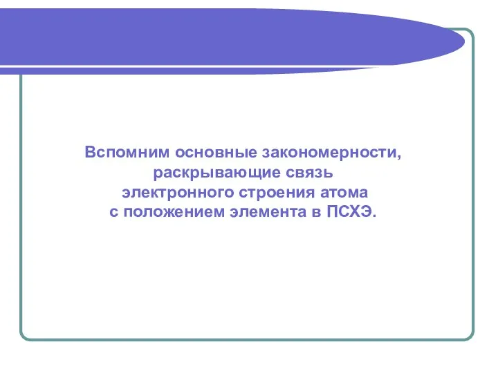 Вспомним основные закономерности, раскрывающие связь электронного строения атома с положением элемента в ПСХЭ.