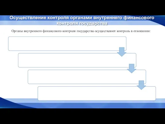 Осуществление контроля органами внутреннего финансового контроля государства Органы внутреннего финансового контроля государства осуществляют контроль в отношении: