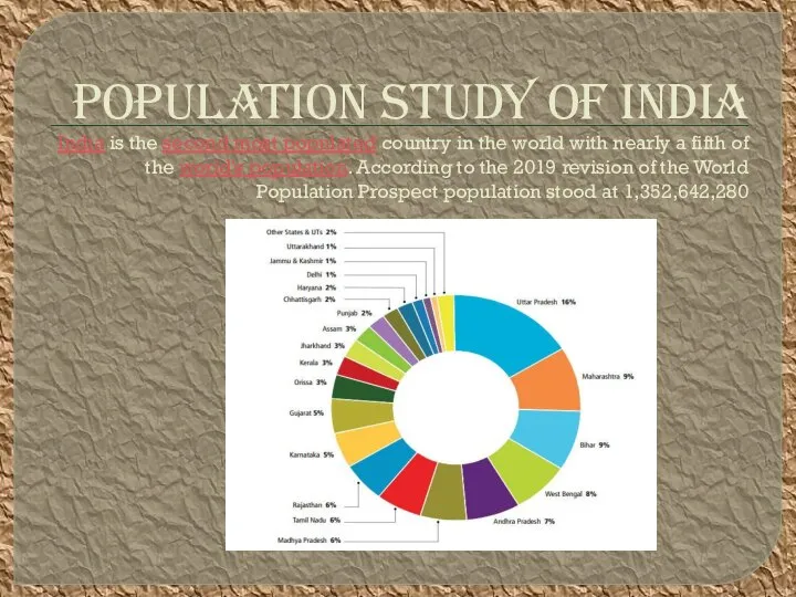 POPULATION STUDY OF INDIA India is the second most populated country