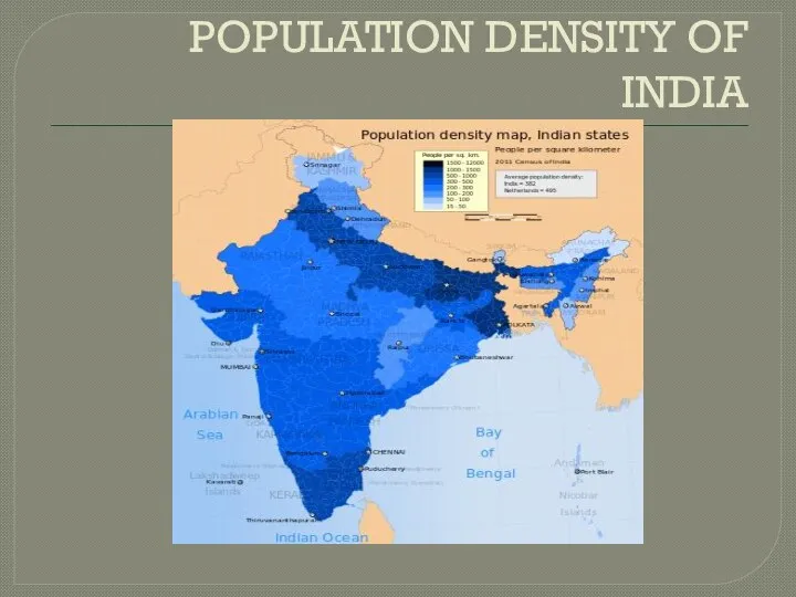 POPULATION DENSITY OF INDIA