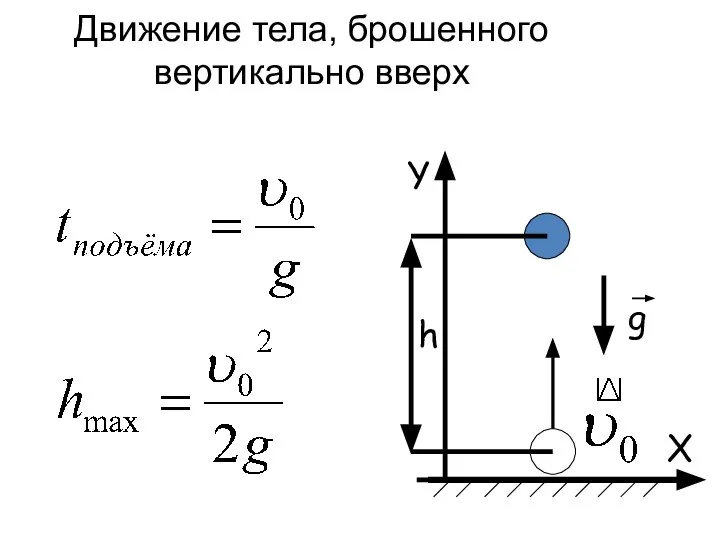 Движение тела, брошенного вертикально вверх X Y h g