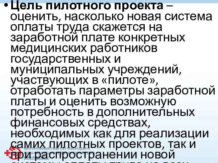 Цель пилотного проекта – оценить, насколько новая система оплаты труда скажется