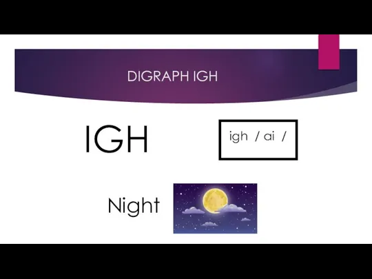 DIGRAPH IGH igh / ai / Night IGH