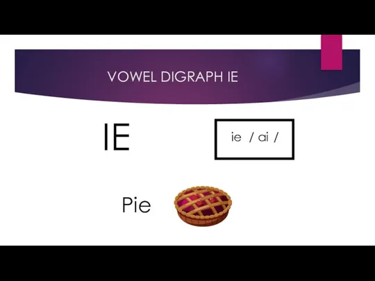 VOWEL DIGRAPH IE ie / ai Pie IE /
