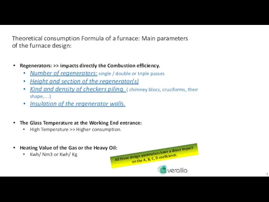 Theoretical consumption Formula of a furnace: Main parameters of the furnace