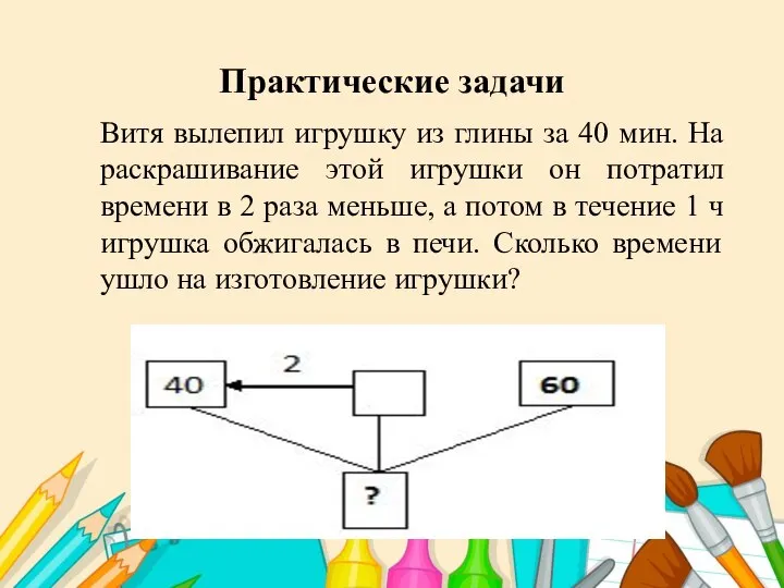 Практические задачи Витя вылепил игрушку из глины за 40 мин. На