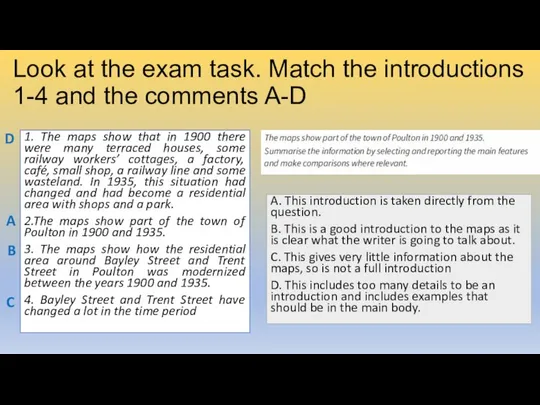 Look at the exam task. Match the introductions 1-4 and the