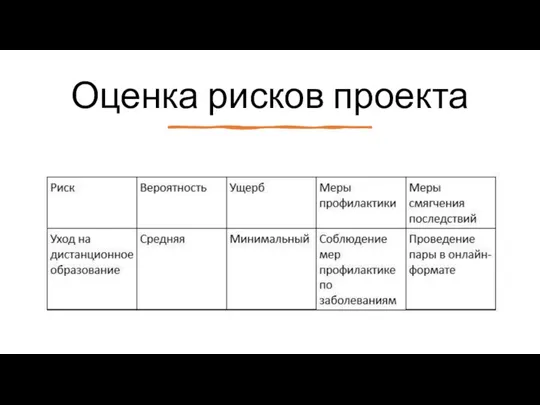 Оценка рисков проекта