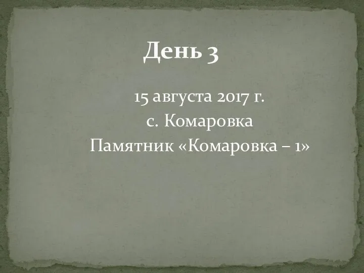 15 августа 2017 г. с. Комаровка Памятник «Комаровка – 1» День 3