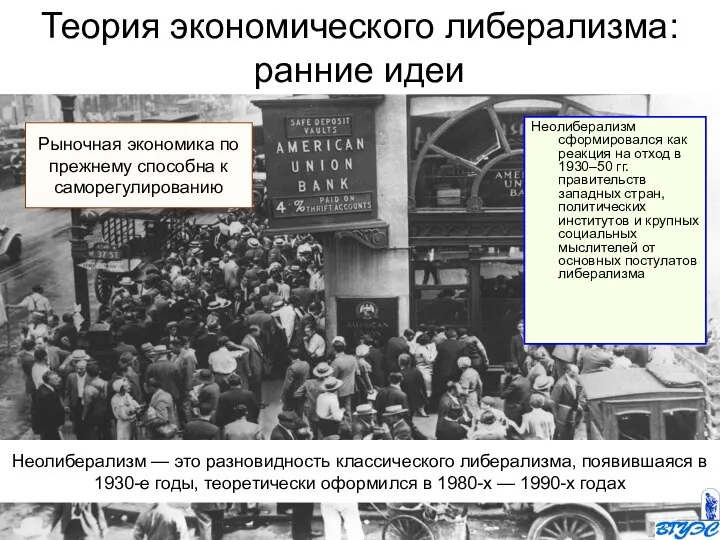 Теория экономического либерализма: ранние идеи Неолиберализм — это разновидность классического либерализма,