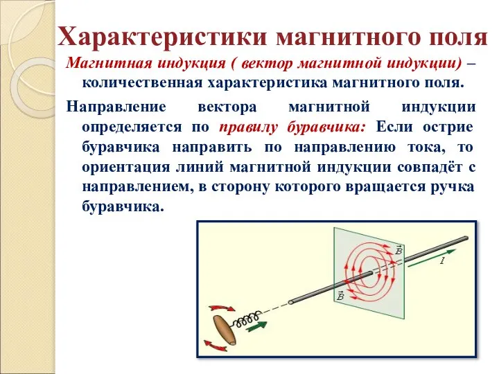 Характеристики магнитного поля Магнитная индукция ( вектор магнитной индукции) – количественная