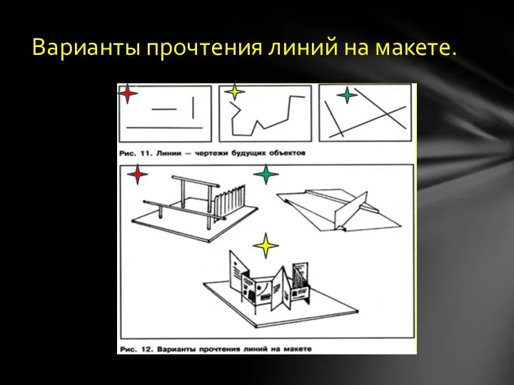 Варианты прочтения линий на макете.