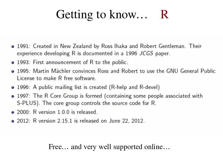 Getting to know… R Free… and very well supported online…