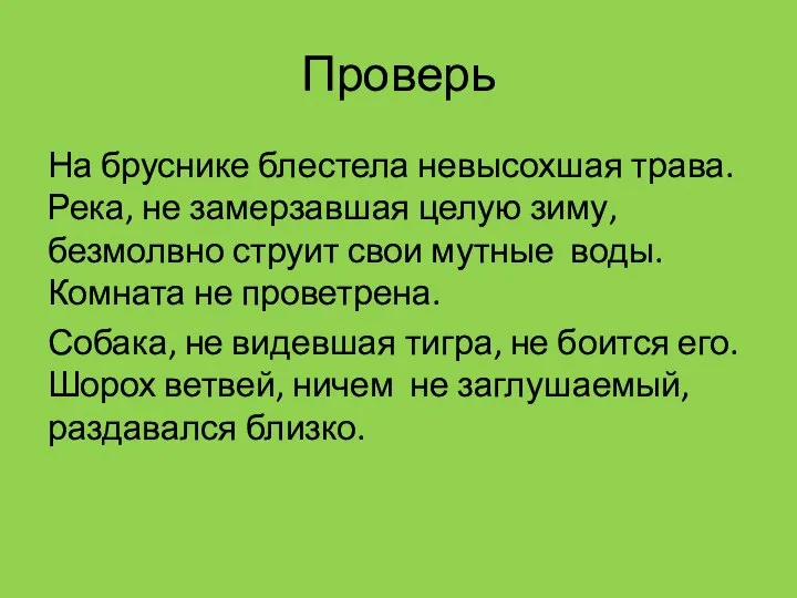 Проверь На бруснике блестела невысохшая трава. Река, не замерзавшая целую зиму,