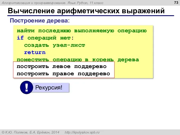 Вычисление арифметических выражений найти последнюю выполняемую операцию if операций нет: создать