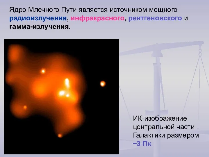 Ядро Млечного Пути является источником мощного радиоизлучения, инфракрасного, рентгеновского и гамма-излучения.