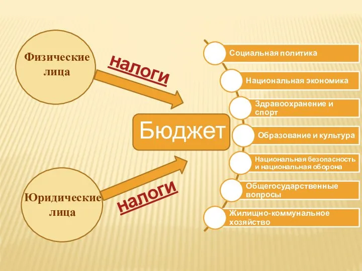 Физические лица Юридические лица Бюджет налоги налоги