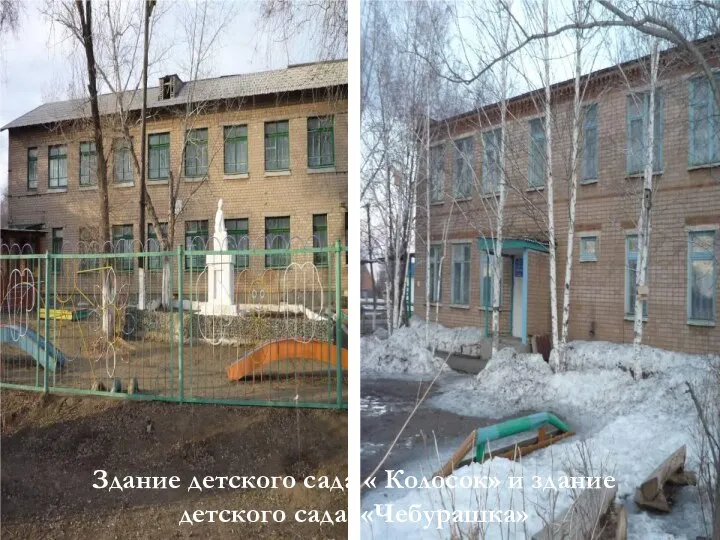 Здание детского сада « Колосок» и здание детского сада «Чебурашка»