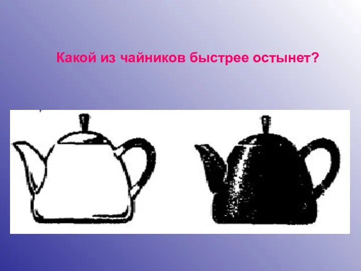 Какой из чайников быстрее остынет?