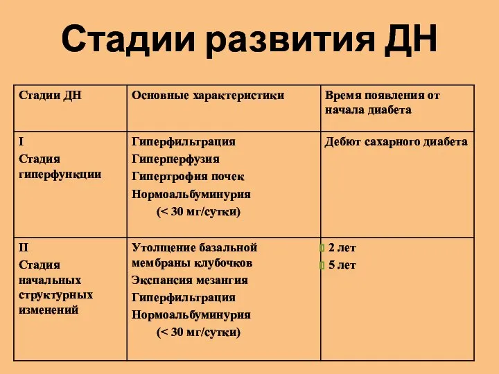 Стадии развития ДН